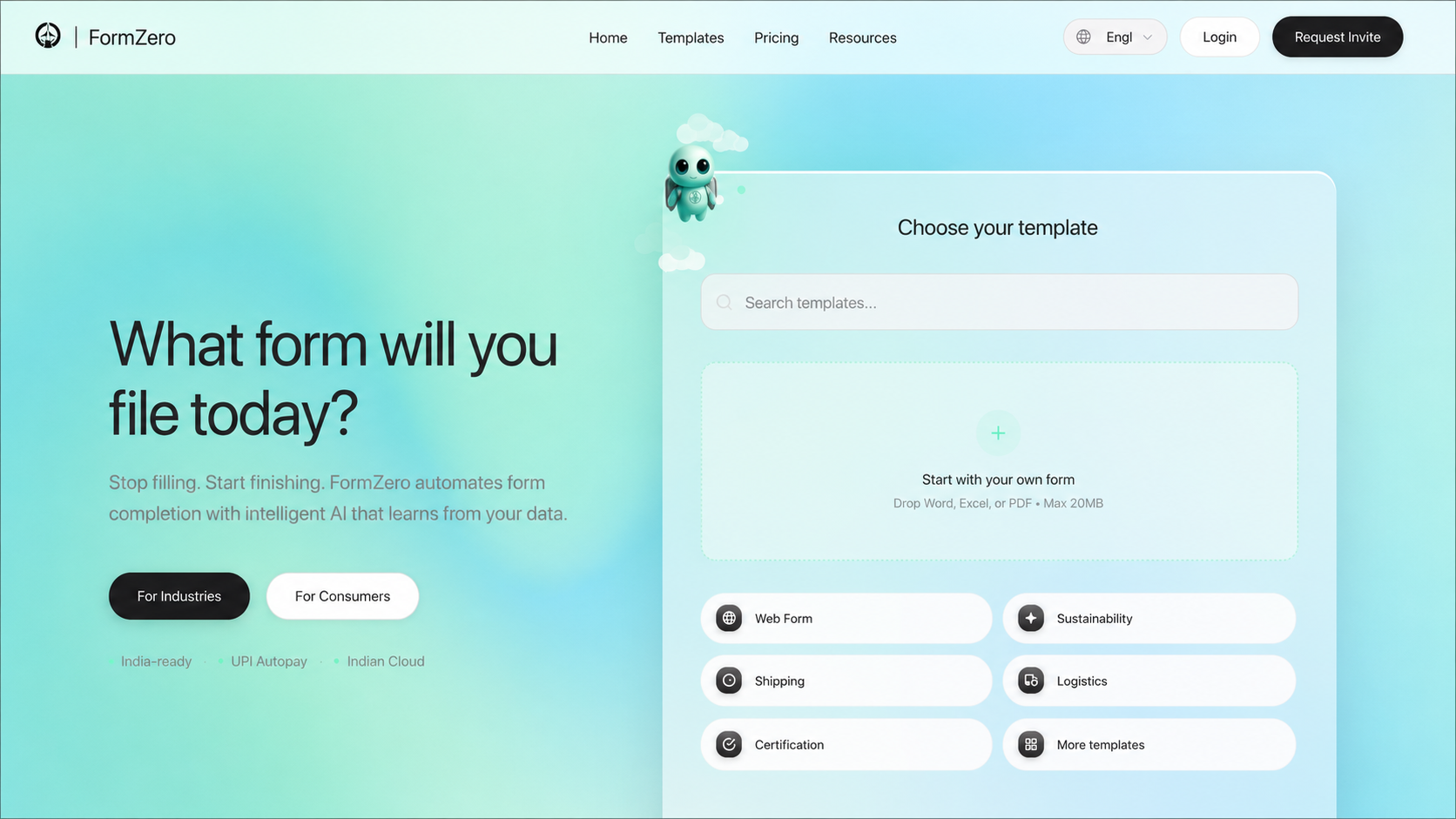 FormZero, What form will you file today, choose your template